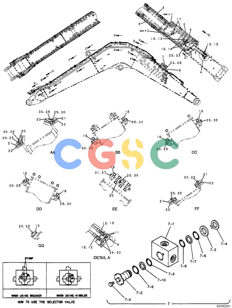 神钢零件查询(NIBBLER) - & BREAKER - SK70SR-1E SHORT RADIUS EXCAVATOR ASN YT02-04001 (4/03-12/04) (06-095[00]) - BOOM HYDRAULIC LINES 3.72M (12FT 2IN) (EXTRA, NIBBLER & BREAKER), (YT42H00068F1) Kobelco