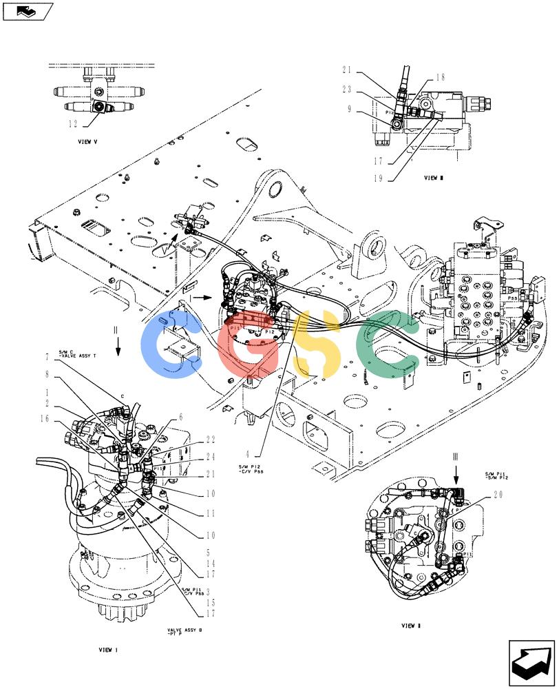 纽荷兰零件查询(E135BSRLC) - CRAWLER EXCAVATOR ASN YH06-08001 (01-030[07]) - CONTROL LINES, VALVE (NIBBLER & BREAKER) New Holland Constructuion