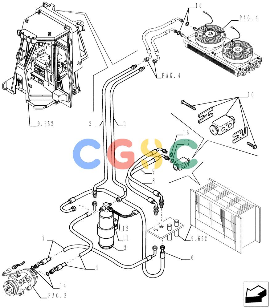 纽荷兰零件查询(DC150.B) - CRAWLER DOZER TIER 2 (3/03-) (9.653[05]) - ROPS CAB WITH CONDITIONER - OPTIONAL CODE 784110171 New Holland Constructuion