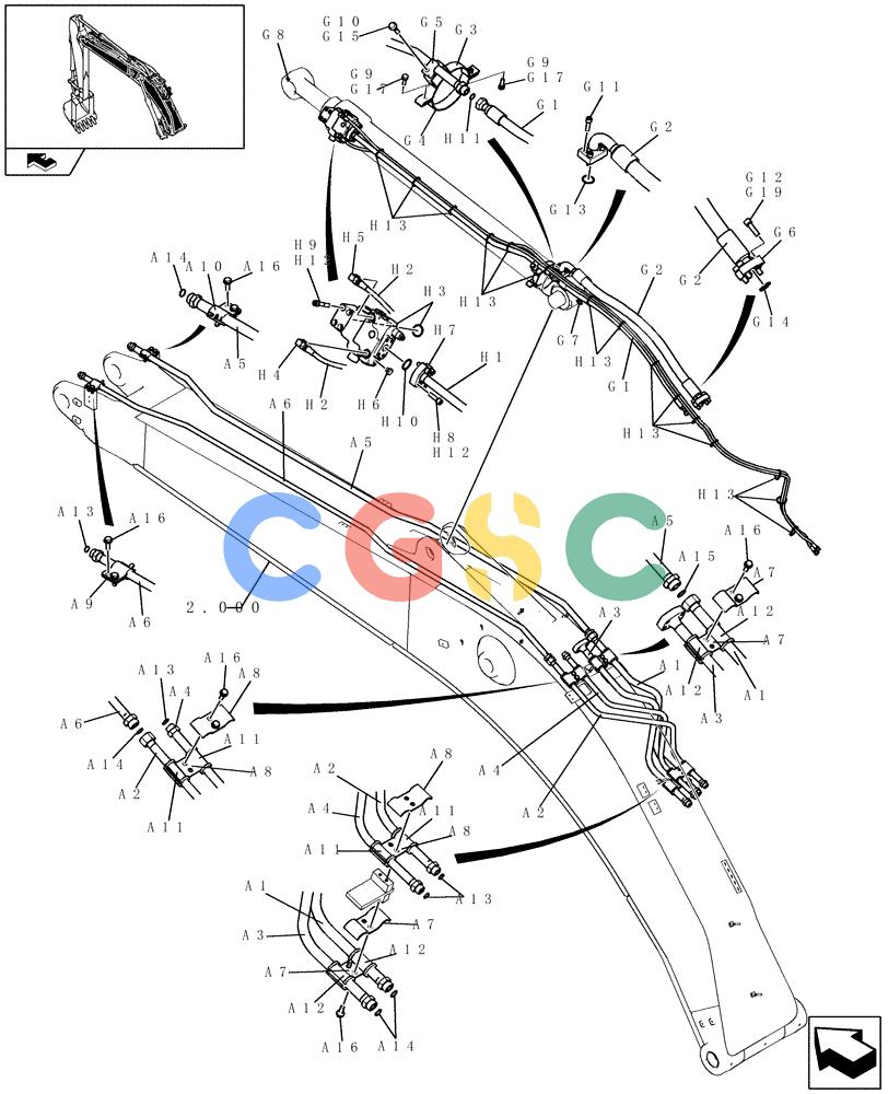 纽荷兰零件查询(E235BSR) - CRAWLER EXCAVATOR (5/07-) (2.030[03]) - BOOM PIPING (5,65M) New Holland Constructuion
