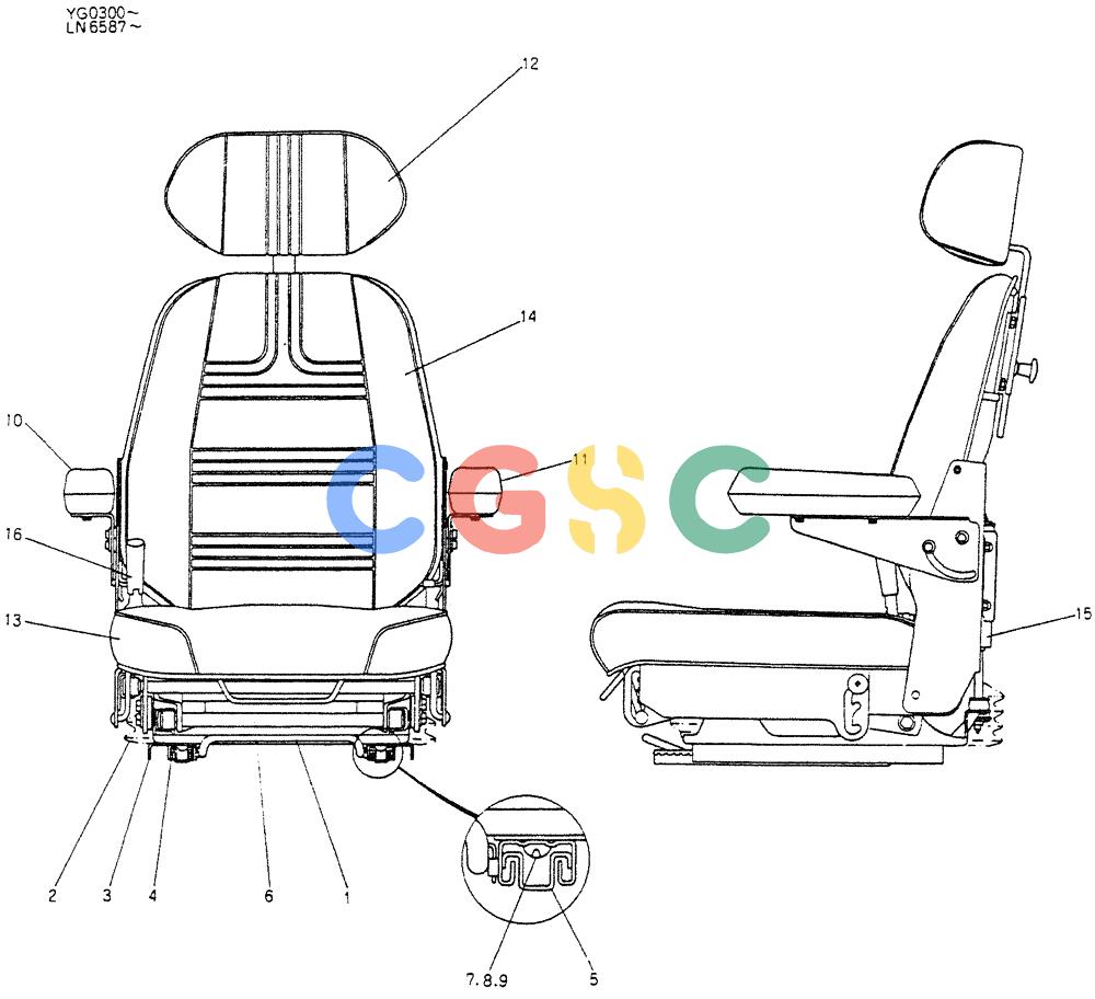 神钢零件查询(K907CLC) - EXCAVATOR BTW YG0101 - YG0500 (1/85-12/03) (02-015) - SEAT ASSY,OPERATOR Kobelco