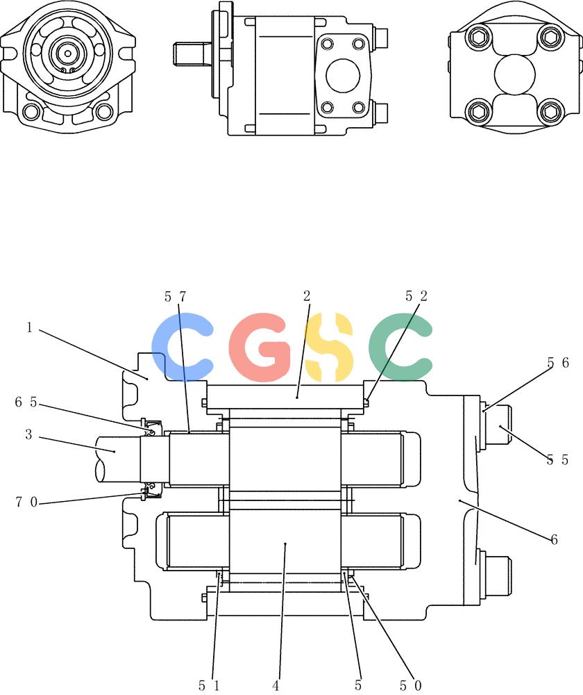 神钢零件查询(200-8) - EXCAVATOR S/N YN11-45001 - (1/06-12/09) (HC550-64-1) - PUMP ASSY, GEAR Kobelco
