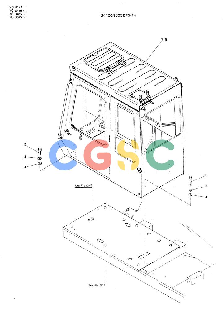 神钢零件查询(MD300LC) - EXCAVATOR BTW YC0101 - YC0300 (1/80-12/06) (02-001) - INSTAL, CAB Kobelco