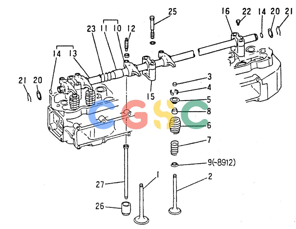 神钢零件查询(MD240C) - EXCAVATOR ASN LLU00601 (1/80-12/06) (17-014) - VALVE GEAR TRAIN Kobelco