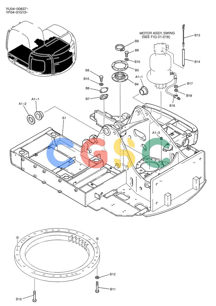 纽荷兰零件查询(E235SRLC) - CRAWLER EXCAVATOR BTW YU04-00837 - YU04-01417 (01-001[01]) - FRAME ASSY, UPP New Holland Constructuion