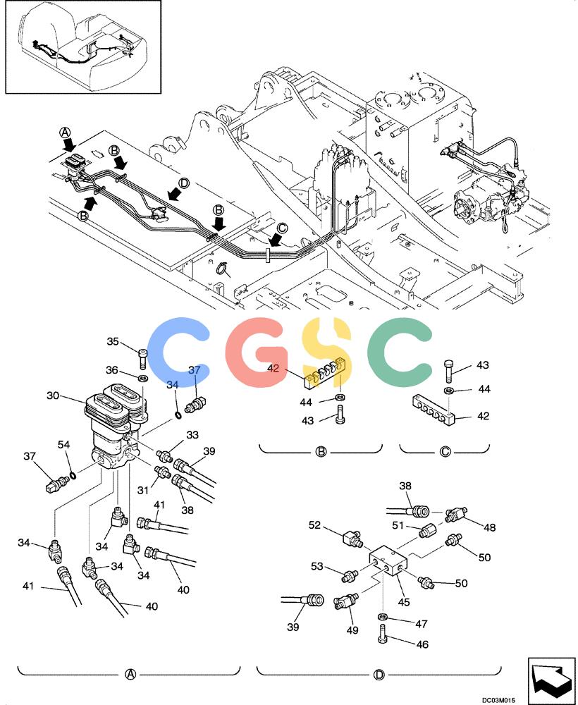 纽荷兰零件查询(EH215) - CRAWLER EXCAVATOR (9/03-) (08 -32[00]) - HYDRAULICS - PILOT CONTROL LINES, TRAVEL New Holland Constructuion
