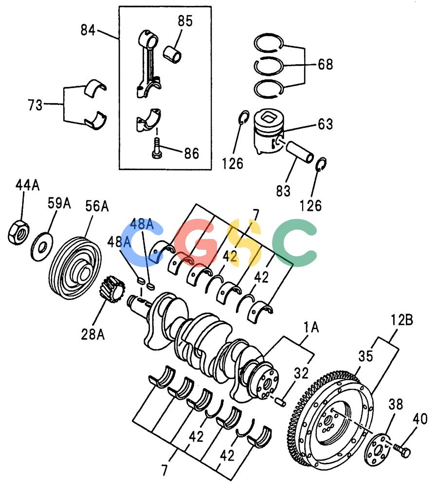纽荷兰零件查询(E135SR) - CRAWLER EXCAVATOR ASN YY04-06254 (08-007) - CRANKSHAFT, PISTON AND FLYWHEEL New Holland Constructuion