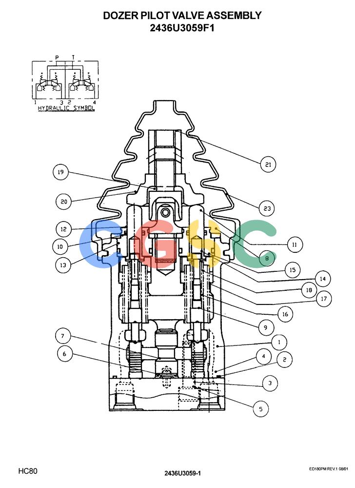 神钢零件查询(ED180) - BLADE RUNNER EXCAVATOR/DOZER ASN YLU0001 (1/99-12/01) (12-038) - DOZER PILOT VALVE ASSEMBLY Kobelco