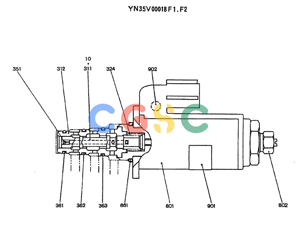 纽荷兰零件查询(E130) - CRAWLER EXCAVATOR (N.A.) (1/06-) (08 -71[00]) - VALVE ASSY, SOLENOID, P/N YN35V00018F1 & YN35V00018F2 New Holland Constructuion
