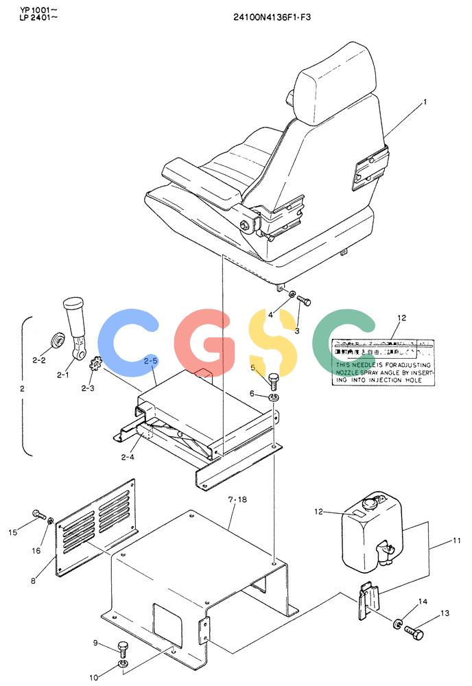 神钢零件查询(K905LC) - MARK II EXCAVATOR BTW YP1001 - YP1281 (1/87-12/03) (02-010) - SEAT ASSY(FOR EXPORT) Kobelco