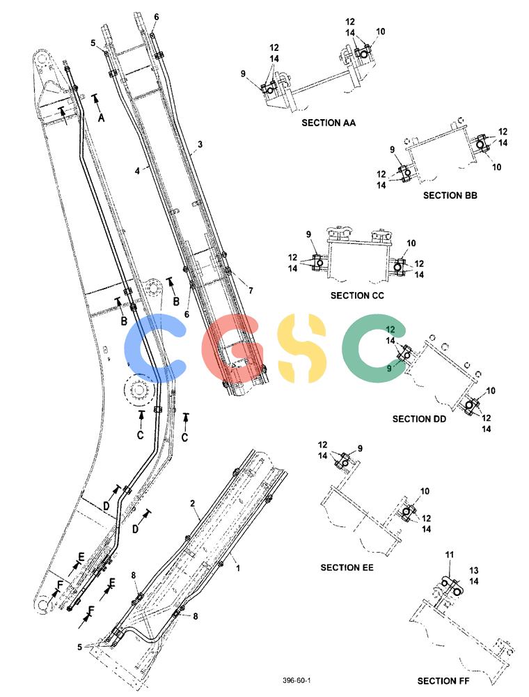 神钢零件查询(SK160LC-6E) - DYNAMIC ACERA EXCAVATOR 08/2004 ASN YM03U0523 (8/04-12/07) (03-003) - BOOM HYDRAULIC LINES 5.2M (17ft 1in) (NIBBLER & BREAKER) Kobelco