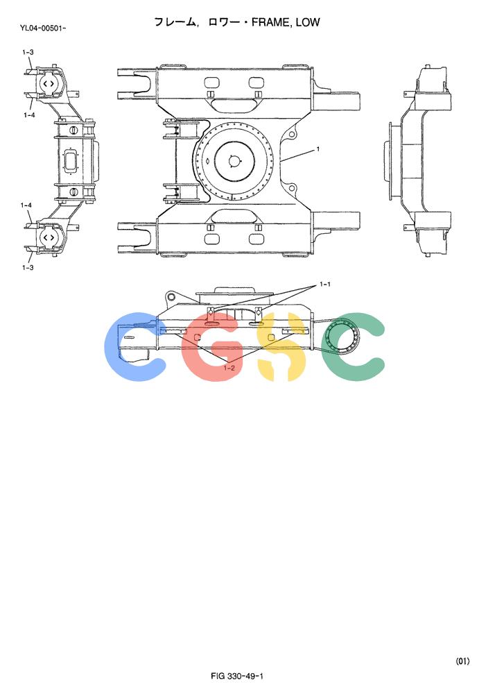 神钢零件查询(ED150-1E) - BLADE RUNNER EXCAVATOR/DOZER ASN YL05-00555 (11/03-12/04) (02-001) - FRAME, LOW Kobelco