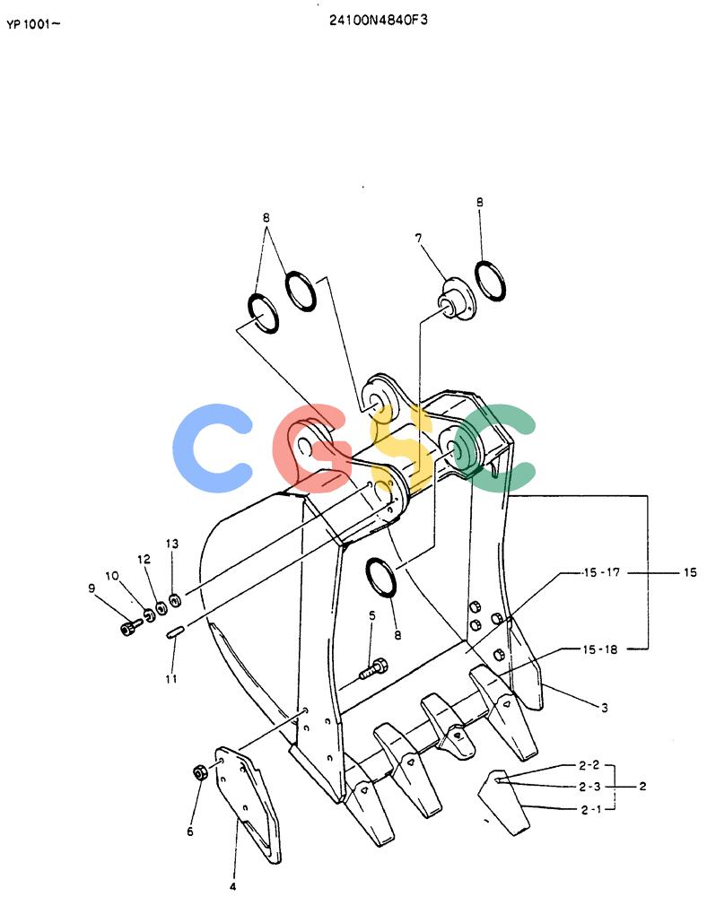 神钢零件查询(MD140BLC) - EXCAVATOR BTW YP1001 - YP1281 (1/80-12/06) (09-005) - BUCKET ASSY, 0.35M Kobelco