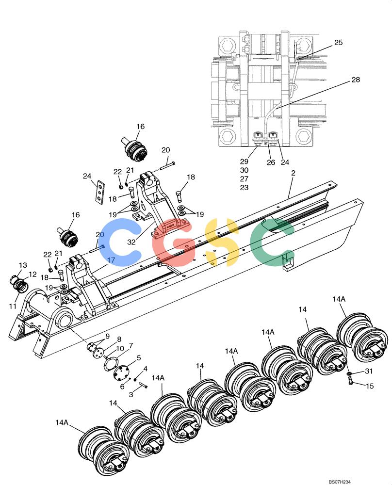 纽荷兰零件查询(D150B) - CRAWLER DOZER TIER 3 (HYDRO) (10/07-) (05-01A) - FRAME, TRACK - ROLLER (XLT & LGP - MODELS) New Holland Constructuion