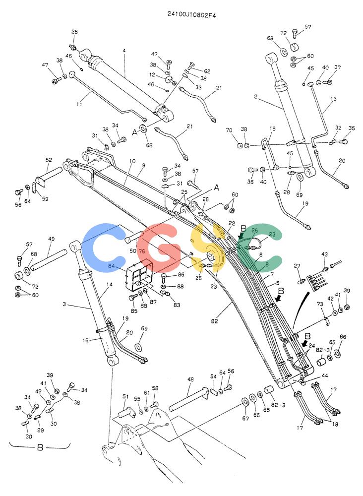 神钢零件查询(K907LC) - MARK II EXCAVATOR BTW YQU0001 - YQU0400 (1/87-12/03) (07-001) - BOOM ASSY, 5.6M (18FT-4IN) Kobelco