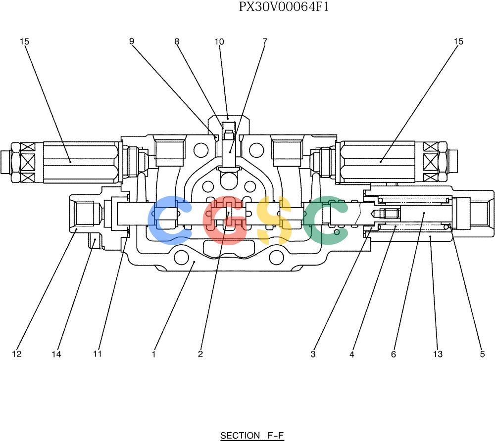 纽荷兰零件查询(E35SR) - COMPACT CRAWLER EXCAVATOR ASN PX13-15001 (N6TN61732) (NA) (1/06-) (07-006) - VALVE ASSY, CONTROL, (SERVICE) New Holland Constructuion