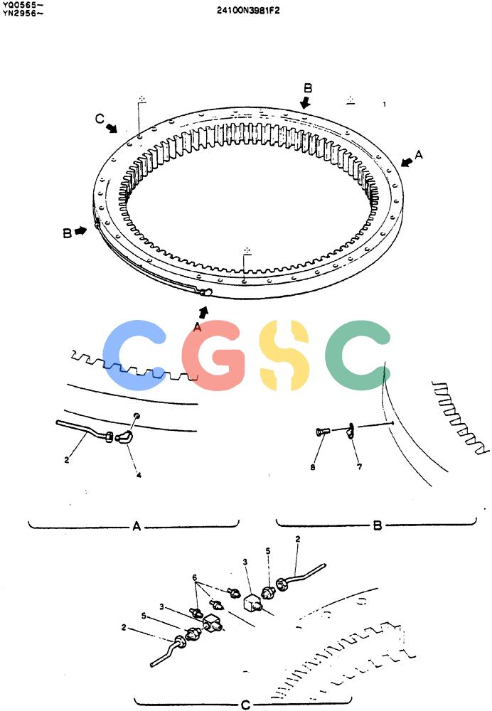 神钢零件查询(MD200BLC) - EXCAVATOR ASN YQ0565 (1/80-12/06) (06-007) - RING, SLEWING (LUBRICATION) Kobelco