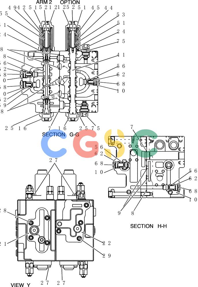 神钢零件查询(200-8) - EXCAVATOR S/N YN11-45001 - (1/06-12/09) (HC001-01-5) - VALVE ASSY, CONTROL Kobelco