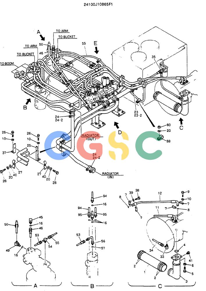 神钢零件查询(MD320BLC) - EXCAVATOR BTW YC0301 - YC0747 (1/80-12/06) (04-001[01]) - HYDR LINES, UPP Kobelco