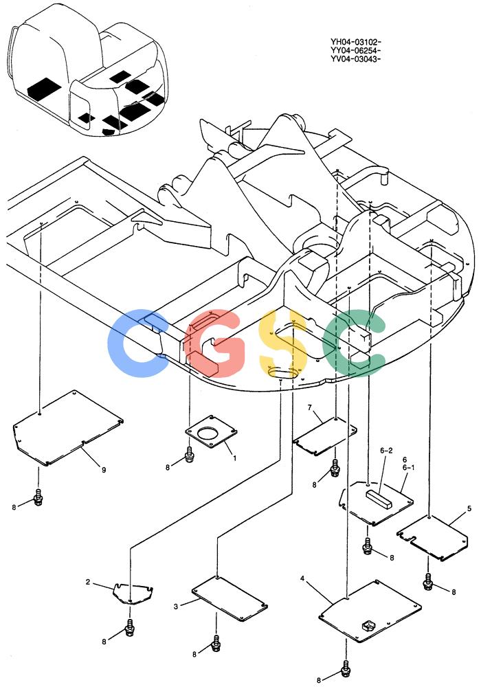 纽荷兰零件查询(E115SR) - CRAWLER EXCAVATOR ASN YV04-03043 (01-049) - COVER ASSY, UNDER New Holland Constructuion