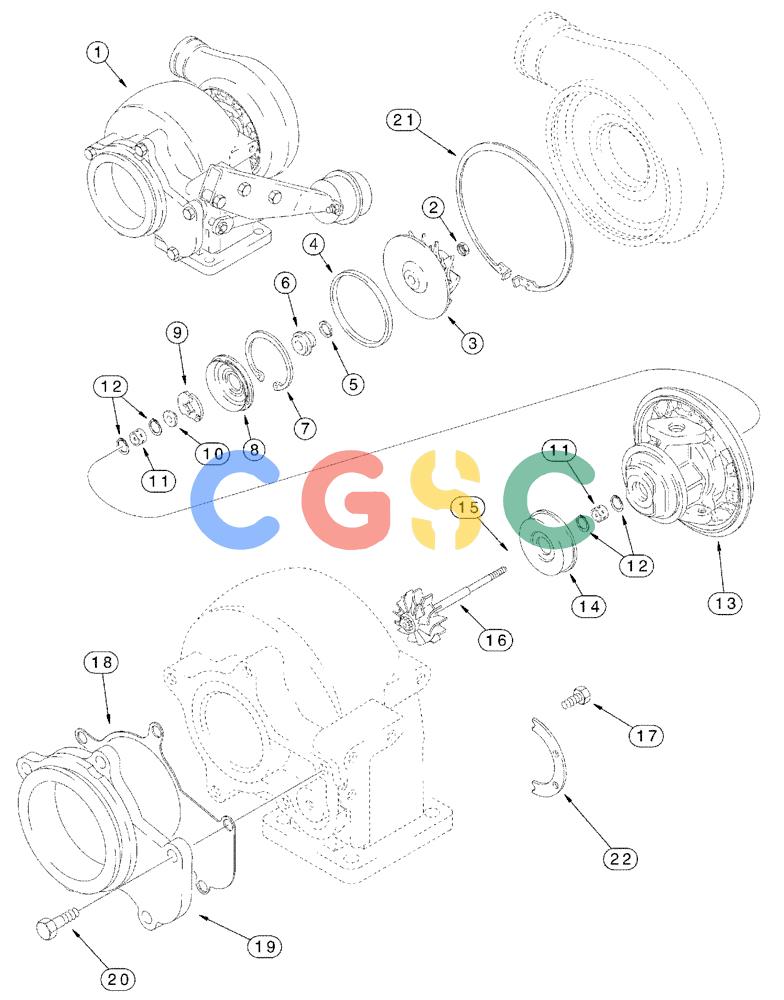 凯斯零件查询(FLX3330B) - FLOATER (12/99-9/02) (02-009) - TURBOCHARGER ASSEMBLY (FLX3300B CASE ENGINE) Case Agriculture