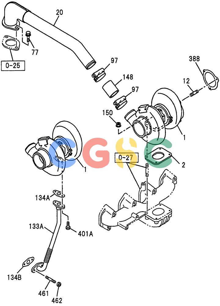 纽荷兰零件查询(E135SR) - CRAWLER EXCAVATOR ASN YY04-06254 (08-017) - TURBOCHARGER SYSTEM New Holland Constructuion