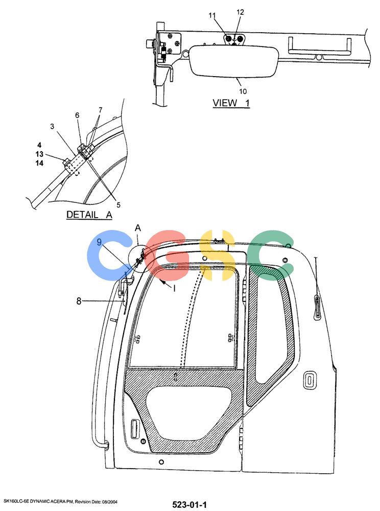 神钢零件查询(SK160LC-6E) - DYNAMIC ACERA EXCAVATOR 08/2004 ASN YM03U0523 (8/04-12/07) (05-002) - MIRROR INSTAL Kobelco