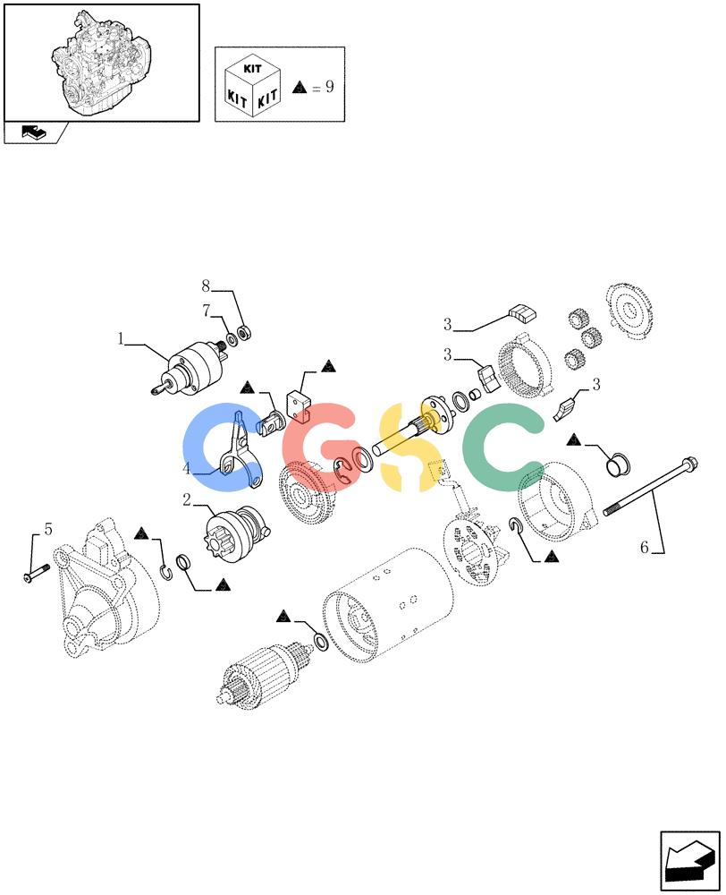 神钢零件查询(F4GE9484K J601) - ENGINE - 504103830-920019897 (1/13-) (0.36.0/ A) - STARTER MOTOR - COMPONENTS (504031929) Kobelco