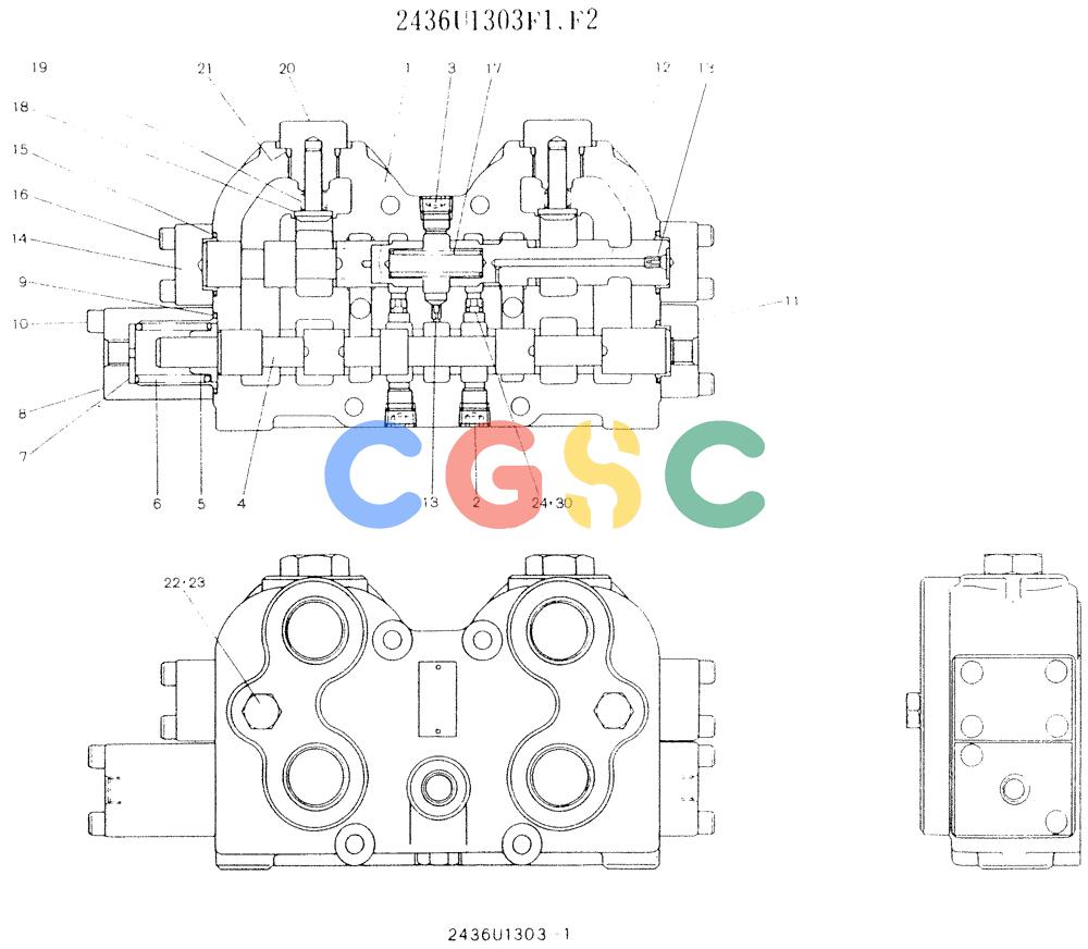 神钢零件查询(K907LC) - MARK II EXCAVATOR ASN YQ0565 (NA) (1/87-12/03) (11-035 ) - VALVE ASSY, FLOW-DIVIDED Kobelco