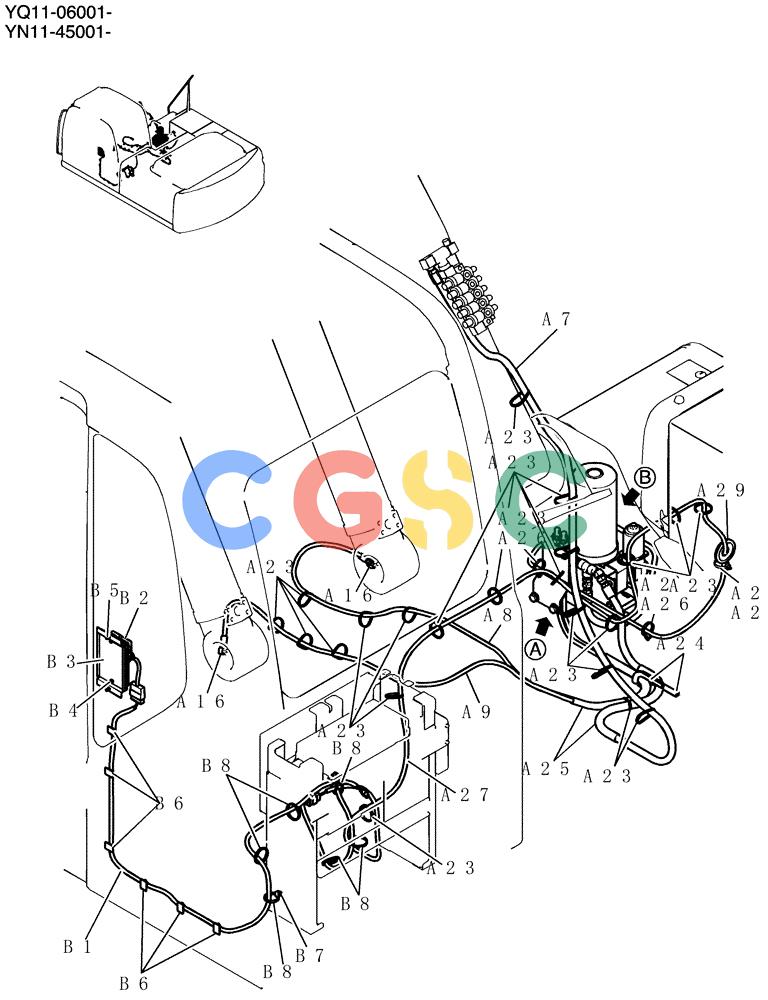神钢零件查询(200-8) - EXCAVATOR S/N YN11-45001 - (1/06-12/09) (715-86-1) - LUB LINES, UPP (AUTO GREASTER) Kobelco