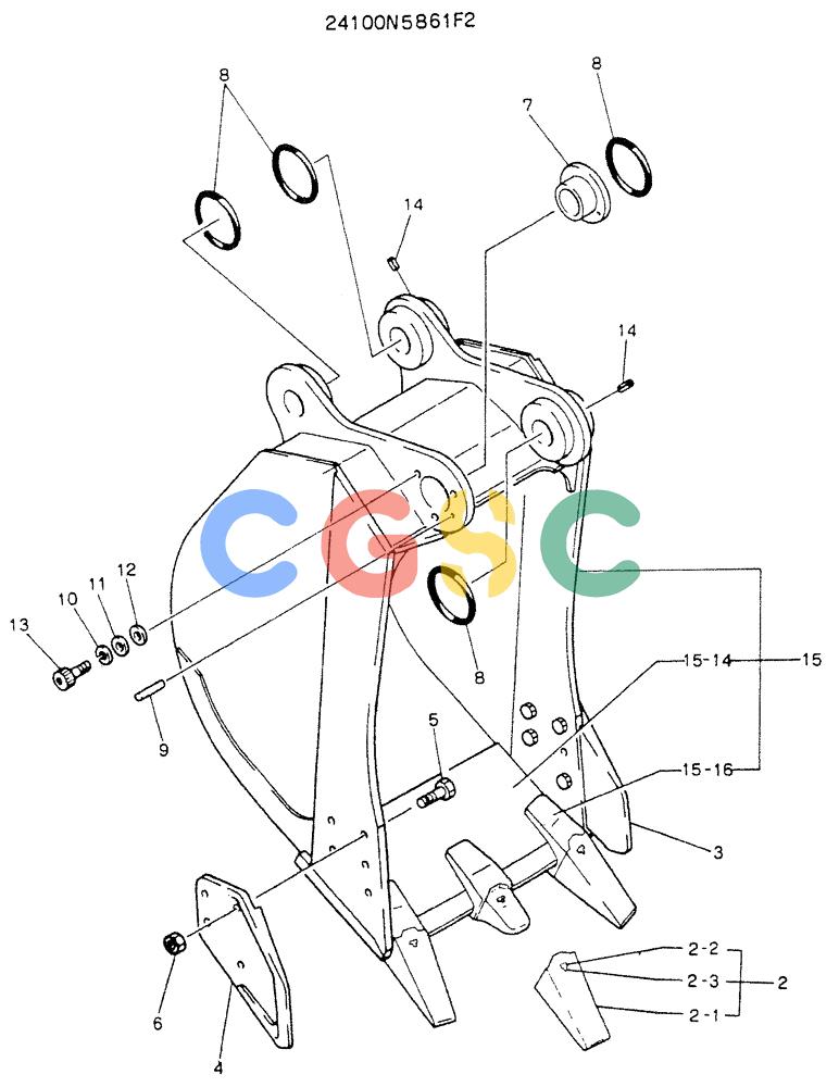 神钢零件查询(K907LC) - MARK II EXCAVATOR BTW YQU0001 - YQU0400 (1/87-12/03) (09-006) - BUCKET ASSY, 0.45M³ Kobelco