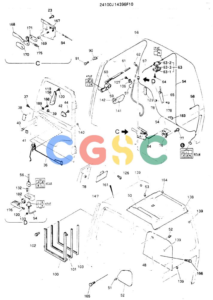 神钢零件查询(MD200C) - EXCAVATOR BTW YQU0701 - YQU2000 (1/80-12/06) (02-002[02]) - CAB ASSY Kobelco