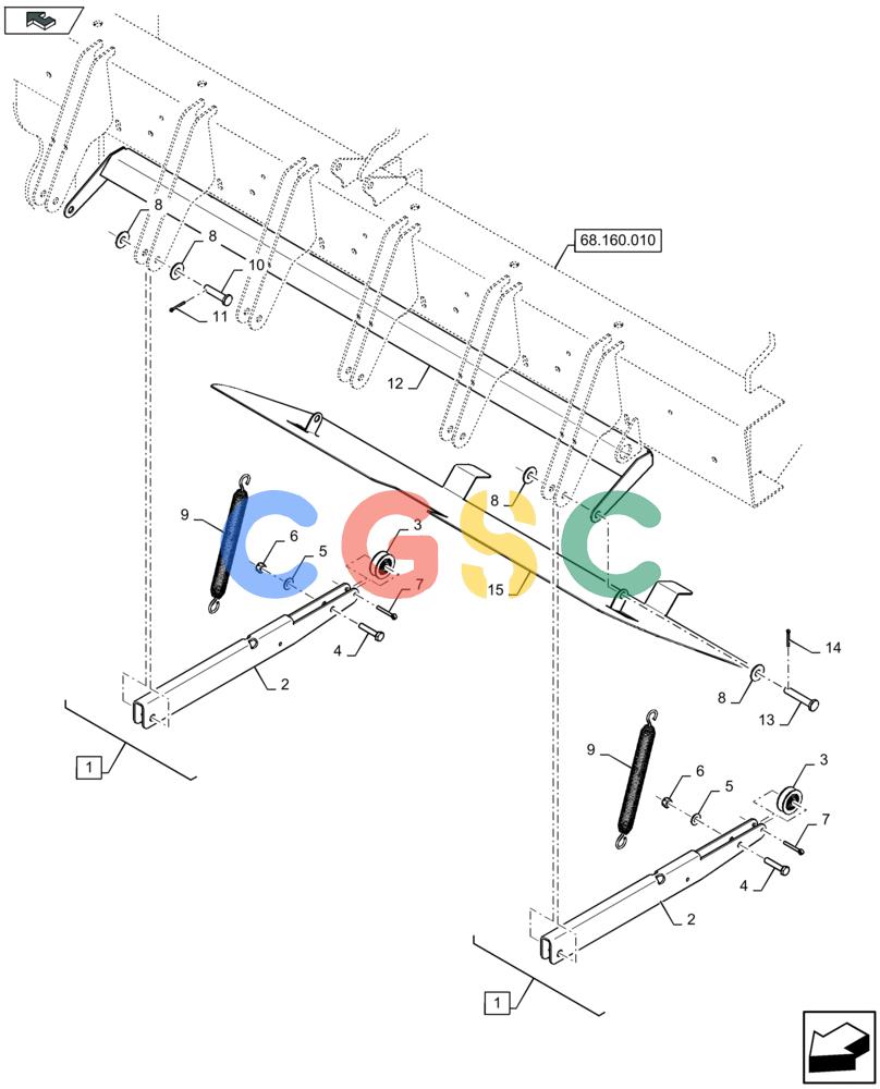 凯斯零件查询(LB334R) - BALER (9/12-) (68.150.060) - TWINE TENSIONER, ARM Case Agriculture