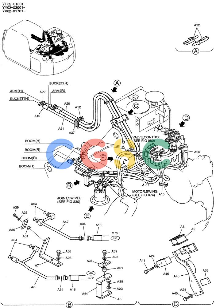 神钢零件查询(ED150-1E) - BLADE RUNNER EXCAVATOR/DOZER ASN YL05-00555 (11/03-12/04) (01-020[01]) - HYD LINES, UPP (MAIN) Kobelco