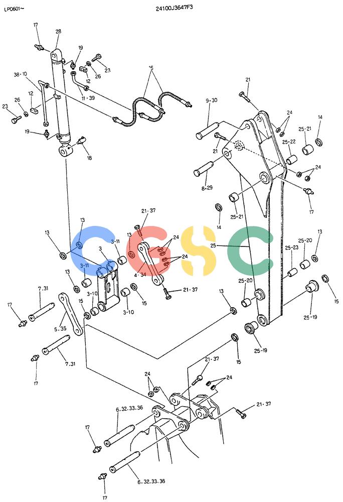神钢零件查询(K905LC) - EXCAVATOR BTW YP0115 - YP0301 (1/85-12/03) (07-002) - ARM ASSY, 2.1M Kobelco
