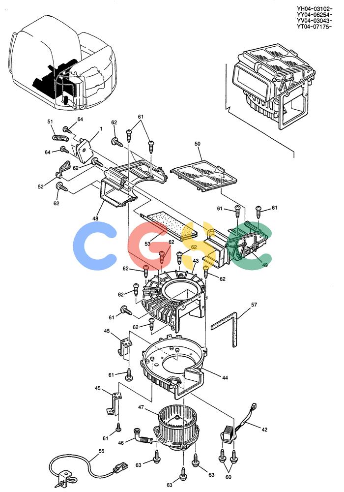 纽荷兰零件查询(E115SR) - CRAWLER EXCAVATOR ASN YV04-03043 (01-063[01]) - CONDITIONER ASSY, AIR P/N YT20M00004F2 New Holland Constructuion