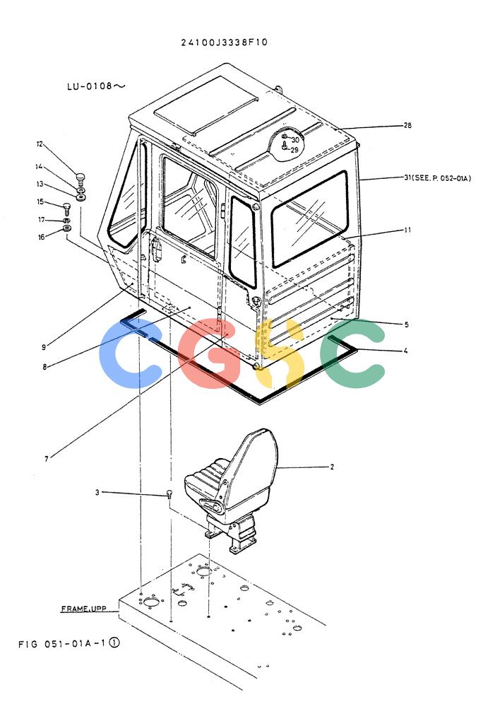 神钢零件查询(K935) - EXCAVATOR SUPPLEMENT ASN LU00154 (1/76-12/03) (02-002) - INSTAL, CAB P/N 24100J3338F10 Kobelco
