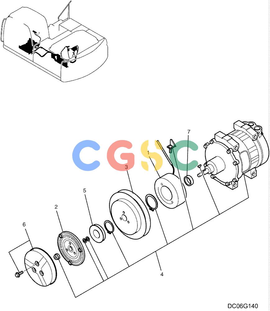 纽荷兰零件查询(E215B) - CRAWLER EXCAVATOR - TIER 3 (NA) - ASN N7DA21001 (1/07-) (1.075[00]) - COMPRESSOR ASSEMBLY (YX91V00001F1) New Holland Constructuion
