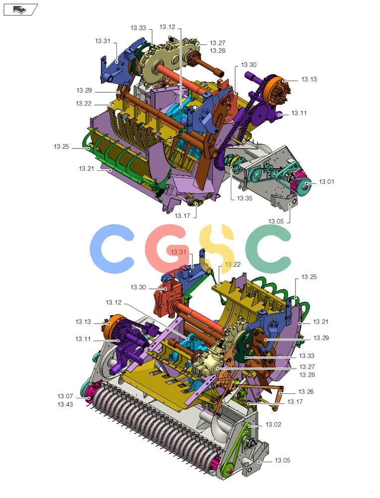 凯斯零件查询(LB333P) - BIG RECTANGULAR BALER 'PACKER CUTTER' (9/08-12/12) (13.00[02]) - PICTORIAL OVERVIEW 2/3 - FEEDER Case Agriculture