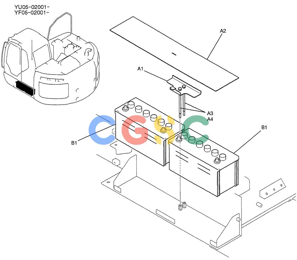 纽荷兰零件查询(E235BSRNLC) - CRAWLER EXCAVATOR ASN YU05-02001 (01-061) - BATTERY ASSY New Holland Constructuion