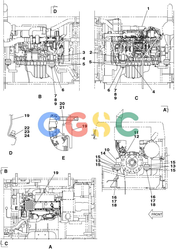 纽荷兰零件查询(E805) - CRAWLER EXCAVATOR (1/05-) (02-003-00[01]) - ENGINE MOUNTING - ENGINE New Holland Constructuion