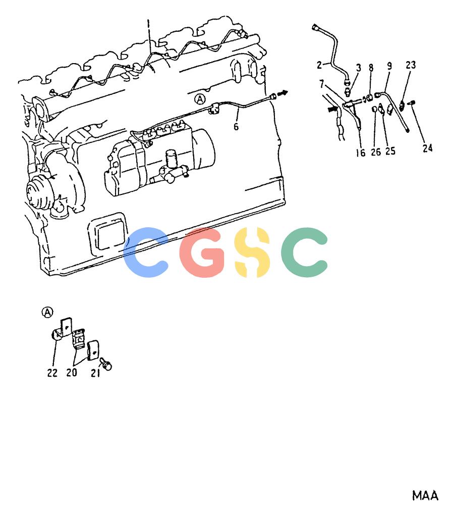 神钢零件查询(6D22-TC) - MITSUBISHI DIESEL ENGINE - K912, K912LC, & K916 (1/83-12/06) (03-022) - FUEL RETURN SYSTEM 040-800A Kobelco