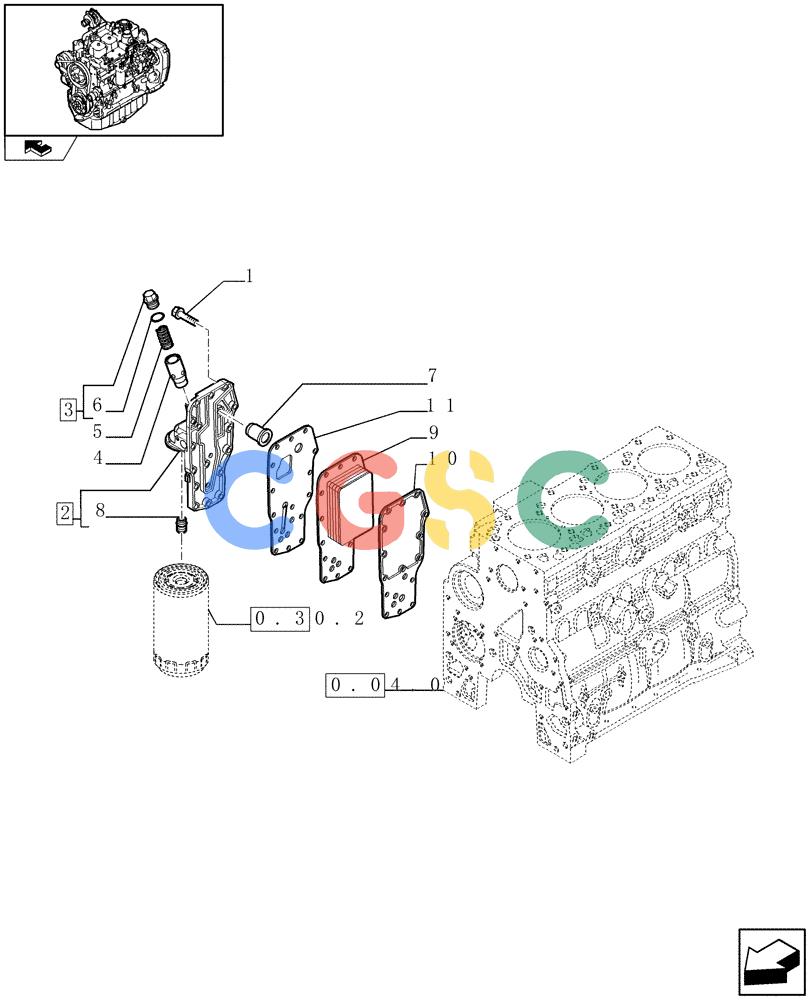 神钢零件查询(F4GE9484A J600) - ENGINE 504120790 - 87052264 (1/07-12/10) (0.31.5) - HEAT EXCHANGER - ENGINE (2853239) Kobelco