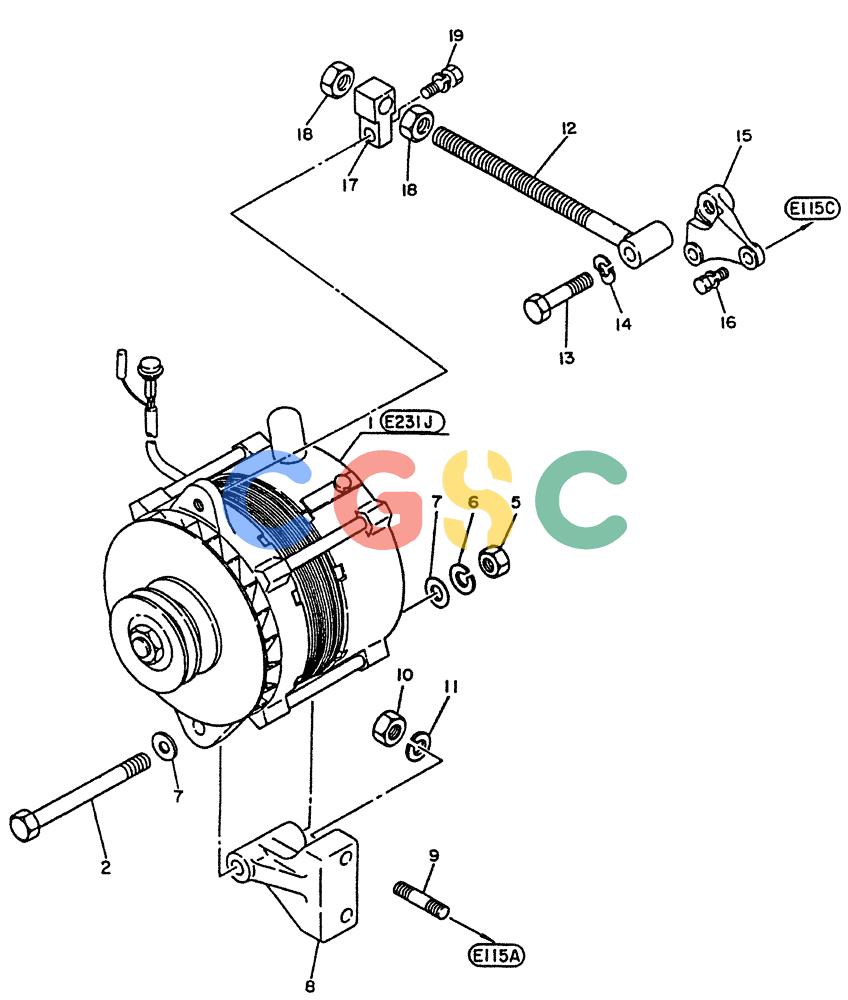神钢零件查询(PE6T04) - NISSAN DIESEL ENGINE - LK900 & LK700A W/TURBO (1/03-12/06) (07-001[02]) - GENERATOR, (FITTING PARTS), (SAWAFUJI MAKE) Kobelco