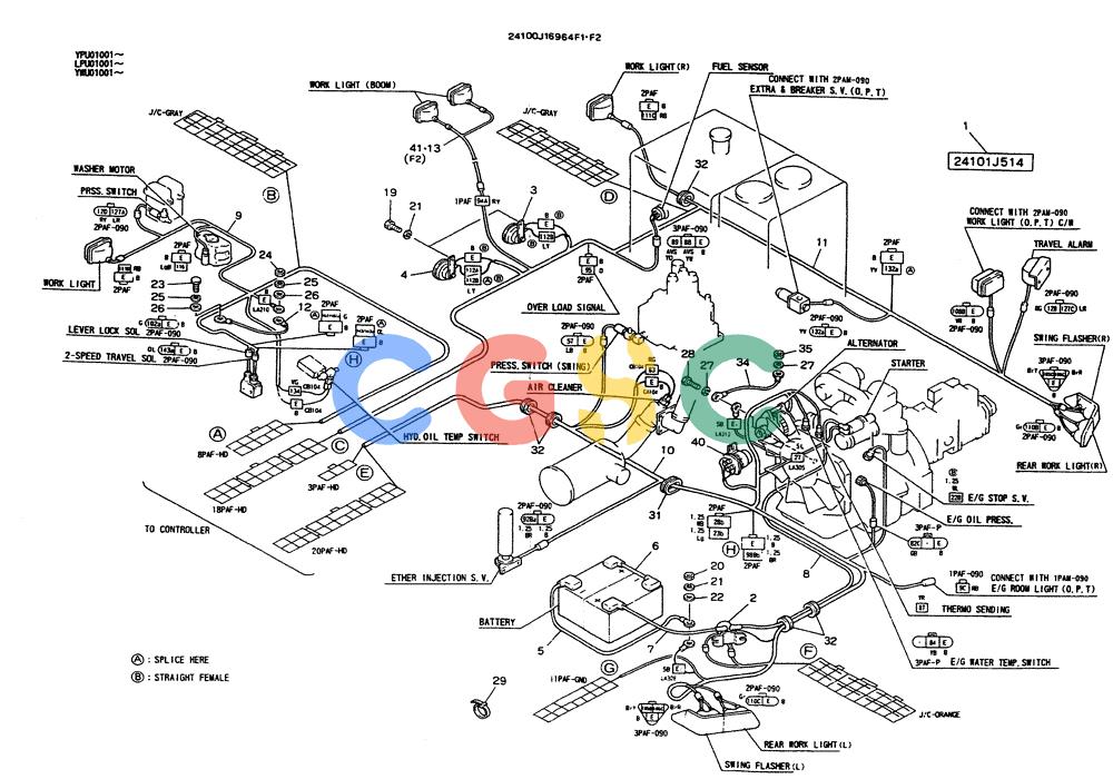 神钢零件查询(SK130LC) - EXCAVATOR BTW YPU1001 - YPU2000 (1/98-12/98) (06-001[01]) - ELECTRICAL WIRING ASSY Kobelco