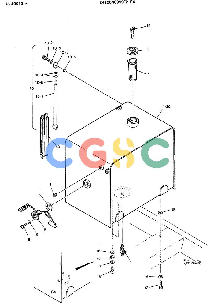 神钢零件查询(MD240C) - EXCAVATOR BTW LLU0301 - LLU0600 (1/80-12/06) (01-006) - TANK ASSY, FUEL - 24100N6999F2, F4 Kobelco