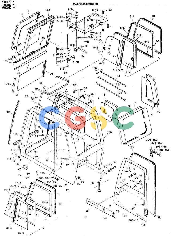 神钢零件查询(MD140C) - EXCAVATOR ASN YPU00501 (1/80-12/06) (02-002[1]) - CAB ASSY Kobelco