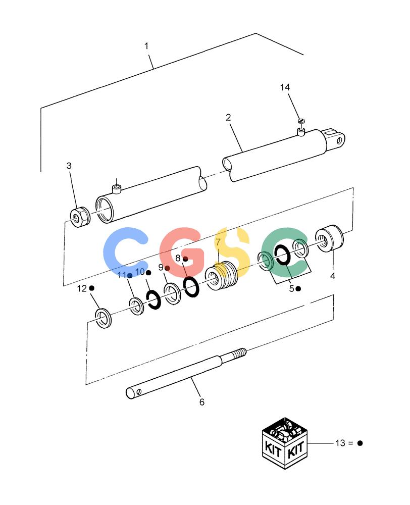 凯斯零件查询(BTX11) - CASE IH BALE THROWER (1/02-) (70.280.15[2]) - HYDRAULIC CYLINDER, DIRECTION CONTROL, P.I.N. HBJ0003526 & AFTER Case Agriculture