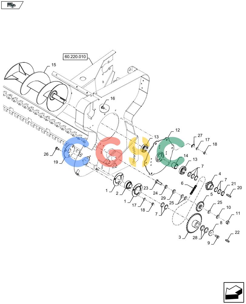 凯斯零件查询(LB434S) - BALER (9/12-) (60.220.050) - PICK-UP, AUGER TRANSMISSION, LH - C084 Case Agriculture