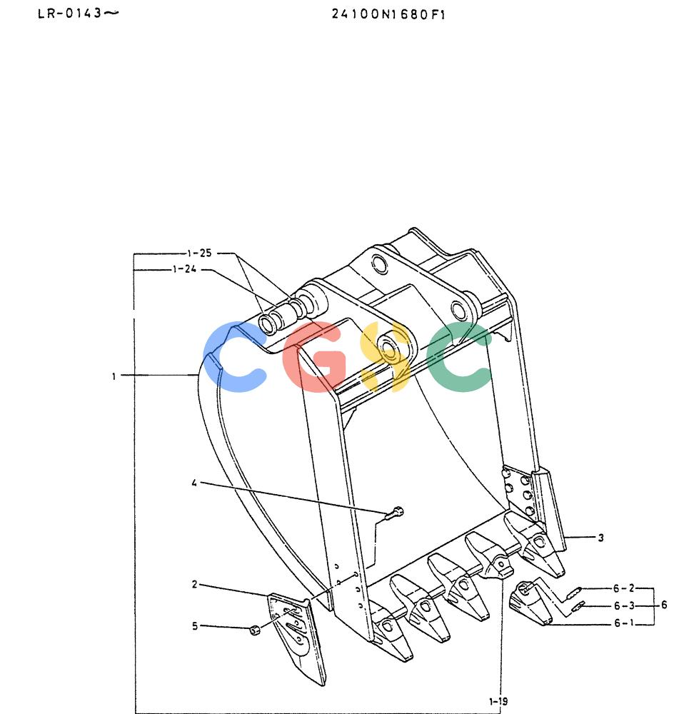 神钢零件查询(K914) - EXCAVATOR ASN LR-0143 (1/79-12/03) (08-013) - BUCKET ASSY 1.6M³ P/N 24100N1680F1 Kobelco